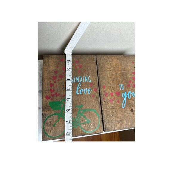 Rustic Wooden Plaques Set Sending Love To You By AR Workshop 6"x8" Home Decor - Picture 4 of 5
